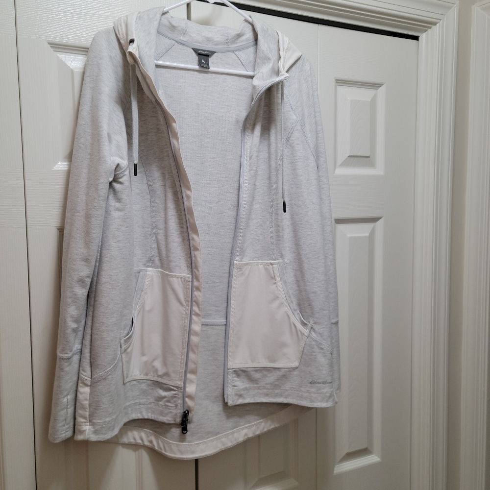 Eddie Bauer 2-Tone Light Gray Women's Hoodie Size Large